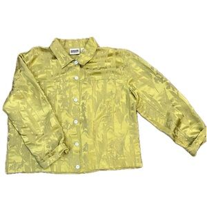 Chico's Yellow Floral Jacquard Button-Front Jacket